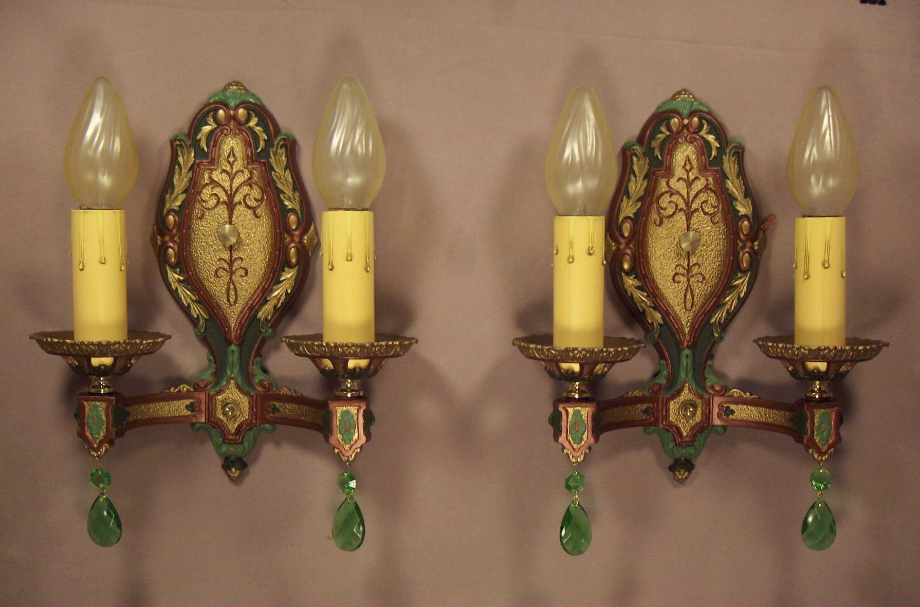 Pair Shown with Green Crystals